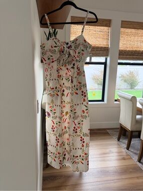 Old Navy White Floral Maxi Dress with Red & Green Print